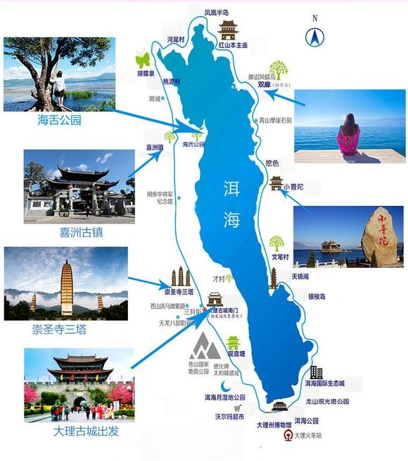 围绕大理古城的三大景区,崇圣寺三塔,苍山景区,洱海环游.