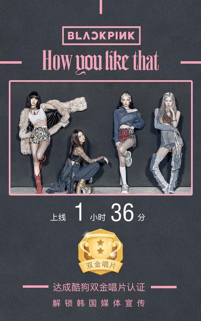 blackpink回归单曲酷狗首发,火速解锁双金唱片认证|酷