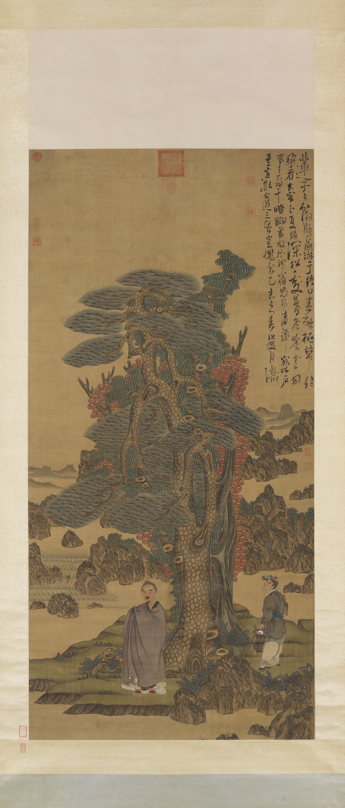 古作赏析:陈洪绶《乔松仙寿图轴》,构图奇绝,别出新意|陈洪绶|乔松仙寿图轴|构图_新浪新闻