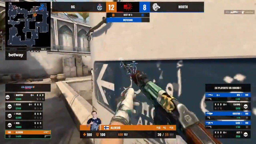 aleksib的1v3残局,小身位晃到msl头皮发麻,awp直架都架不住?