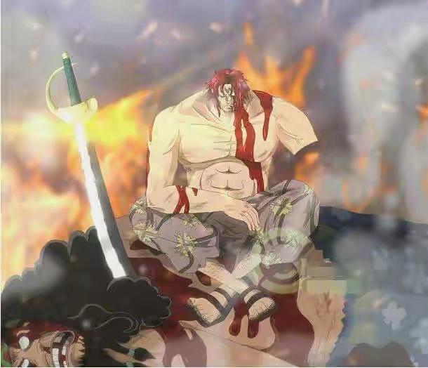 红发决战黑胡子现场,黑胡子成了格里芬刀鞘