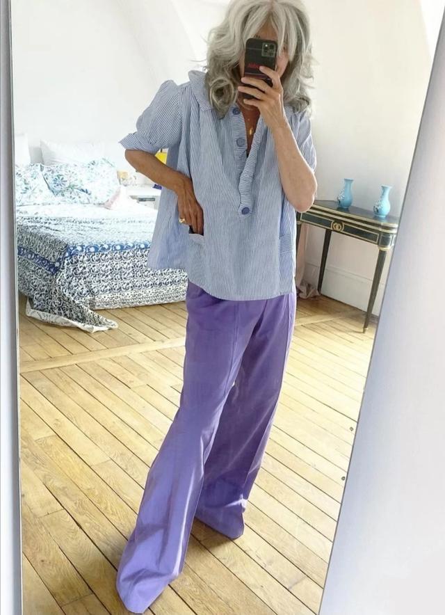 法国“酷老太”穿搭很时髦，潇洒又潮流，活成女人最想成为的样子休闲区蓝鸢梦想 - Www.slyday.coM