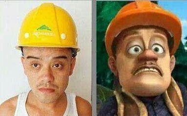 男子简直就是现实版的"光头强",网友直呼如此相似真是太神奇了