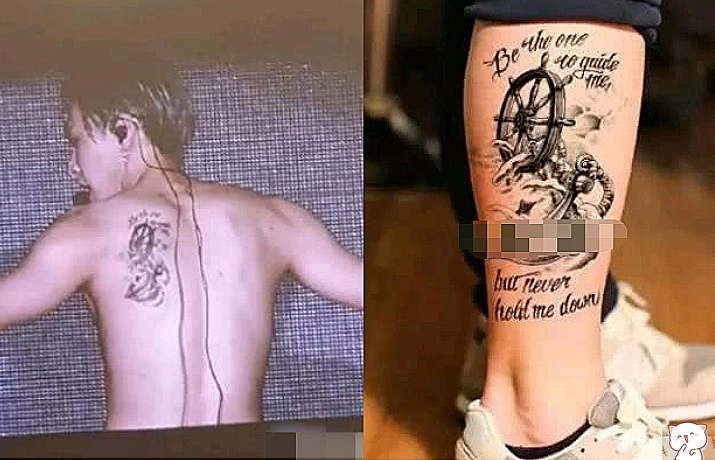 张艺兴脱衣大秀新纹身,看到图案上方的一串小字后,粉丝全哭惨了