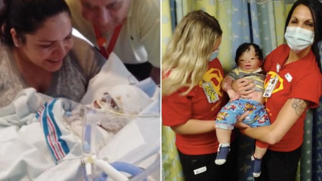 去年11月,四个月大的多明戈·阿巴祖阿在家时,家中突发电气故障导致