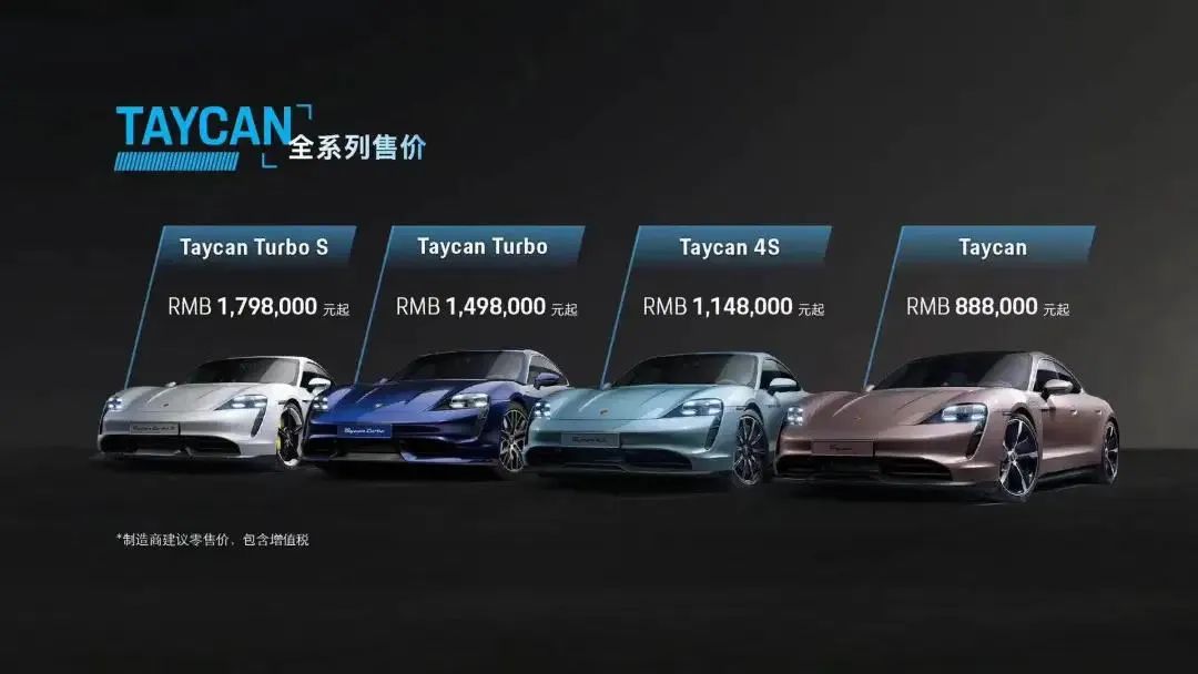 保时捷公布Taycan四款车型售价 基础版车型售88.8万元