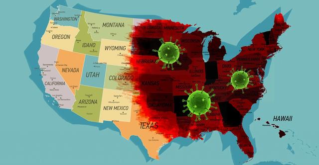 美国新冠感染地图图片