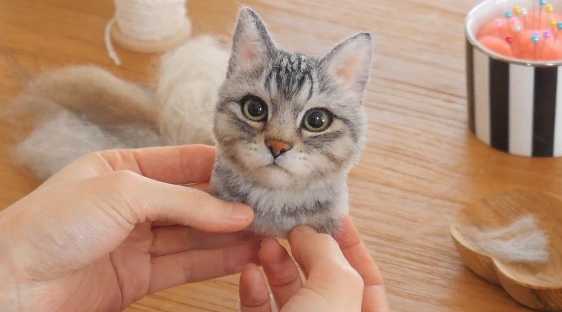 超逼真的羊毛毡猫头看着都好治愈一起来学习下戳出可爱的喵咪