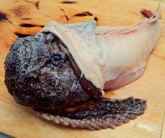 男子野外抓到一条丑鱼,清炖后让人是赞不绝口!