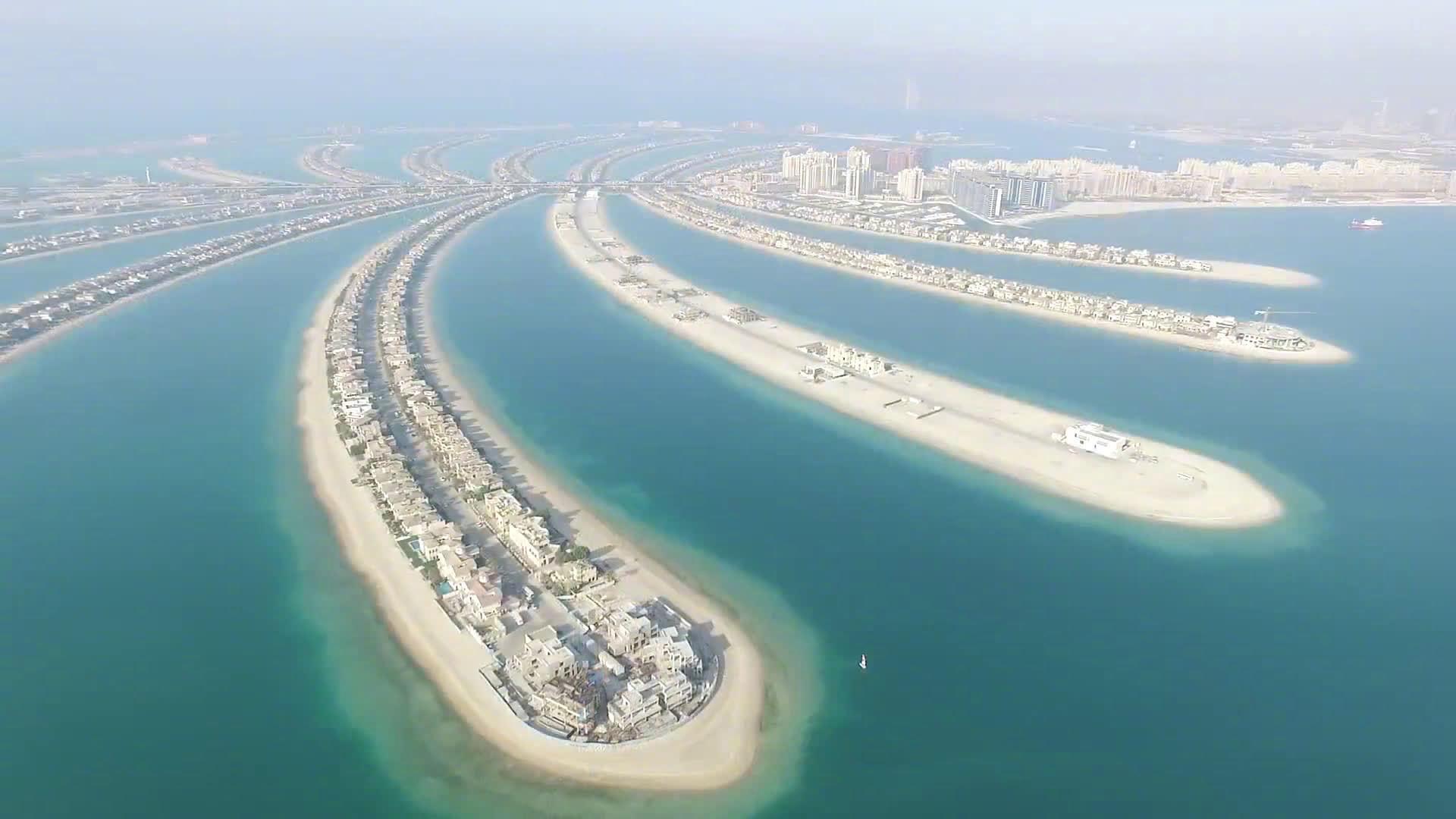 航拍迪拜棕榈岛:世界最大的人工岛!