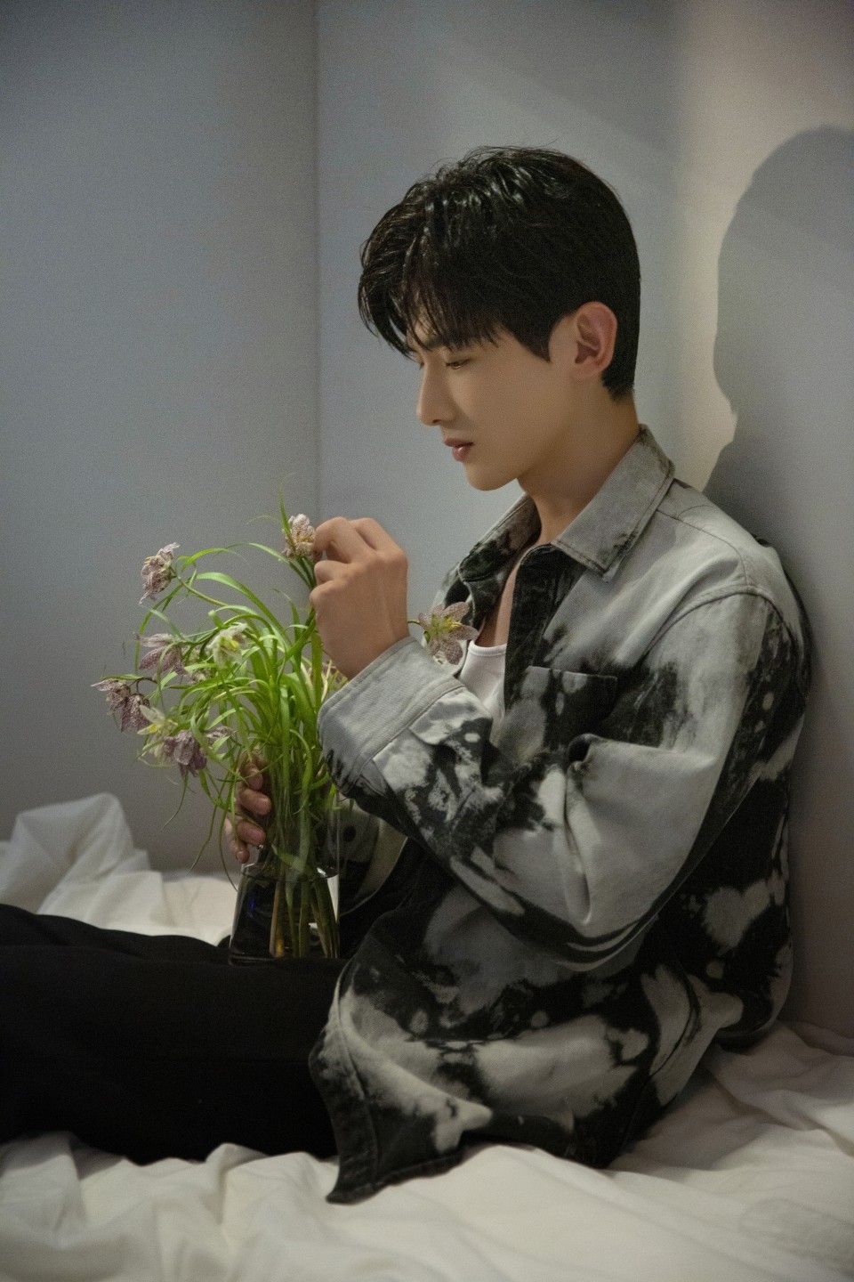 白敬亭九宫格封面大片,夏日午后静谧时光,清爽少年随性慵懒