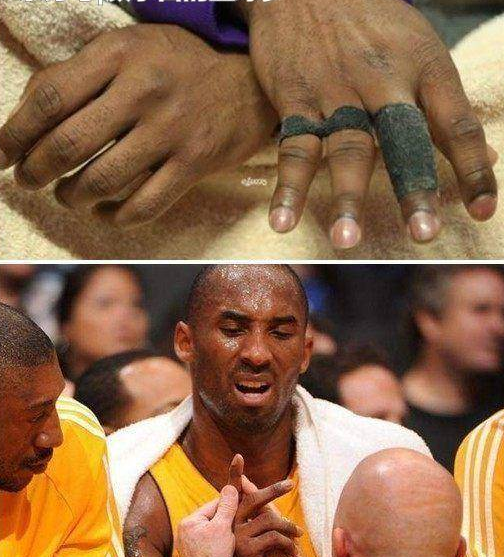 在nba20年的生涯,科比是无数次手指受伤,然后无数次带伤作战.