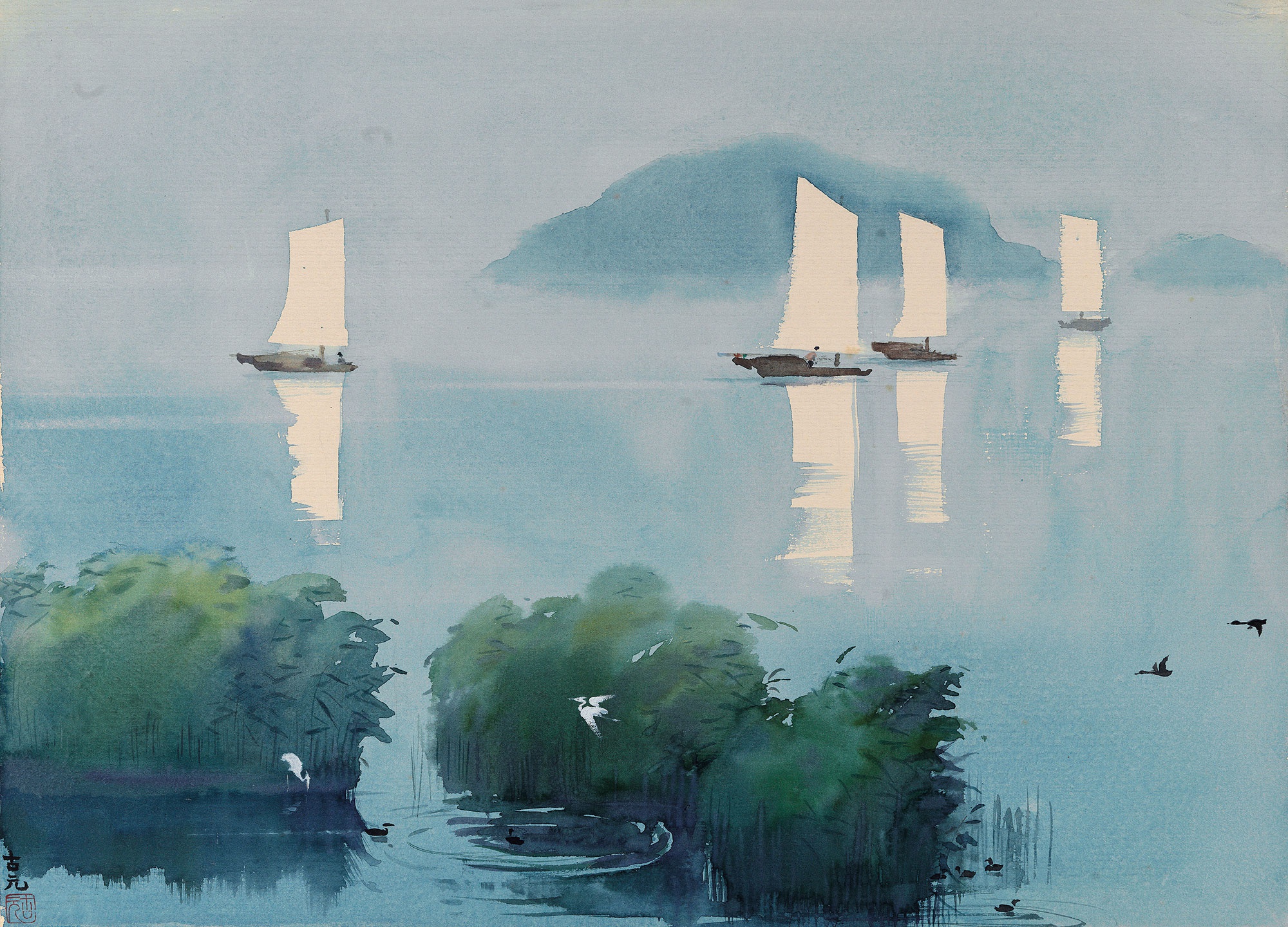 画家古元水彩画欣赏