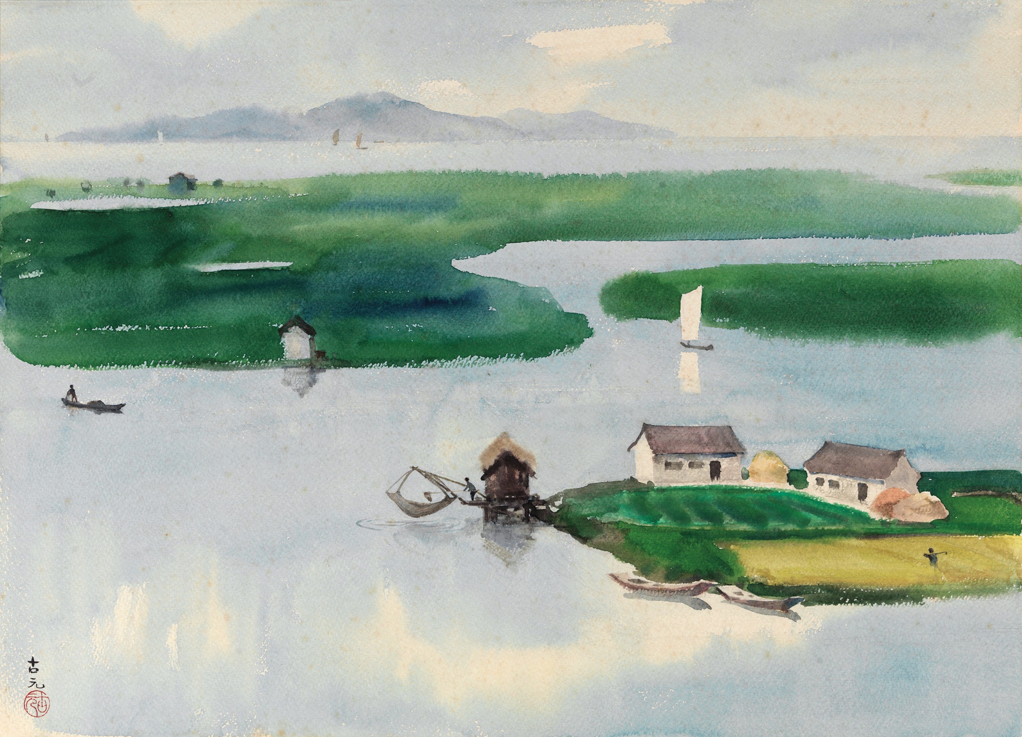 画家古元水彩画欣赏