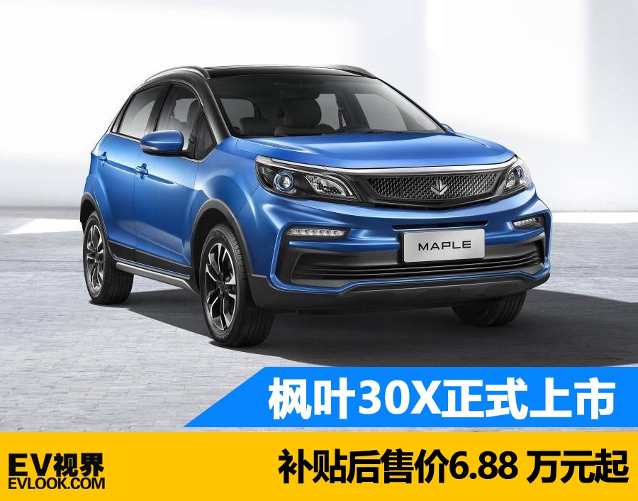 枫叶30X正式上市 补贴后售价6.88 万元起 工况续航306km