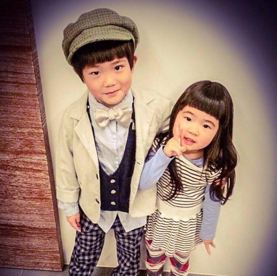曹格的儿子joe和女儿grace都长这么大了哇!