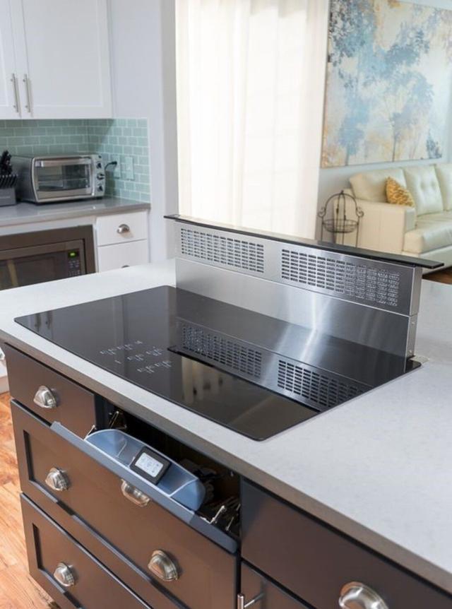 岛台做烹饪区,竟有4种油烟机安装方式,最后一个太实用了!