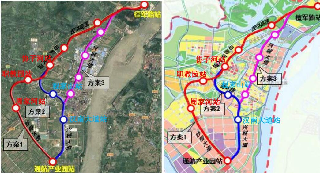 建设方案与规划方案相比主要变化内容为:在起点～协子河站,川江池站