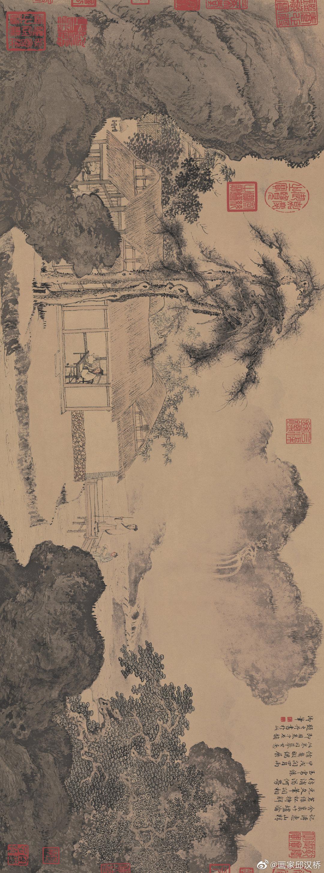 《事茗图》,明代,唐寅,纸本设色,纵51.1厘米,横105.8厘米