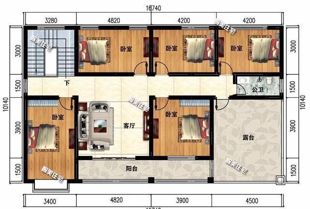 宽16米多的两栋简约别墅,第一栋配8卧室,第二栋带堂屋设计