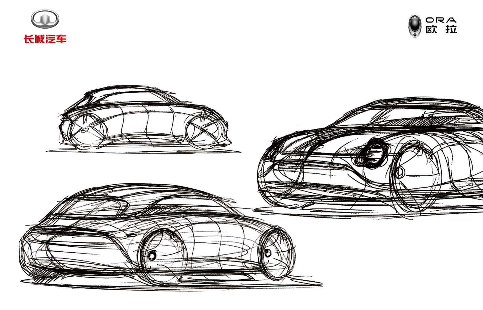 欧拉新款纯电suv公布设计手稿,造型设计由保时捷前设计师操刀