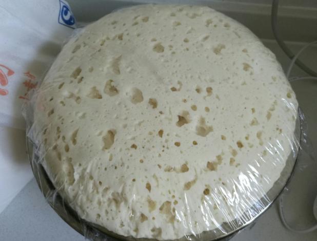 用手去揪一坨就会看到里面密密麻麻的蜂窝状,这就说明了面团已经发酵