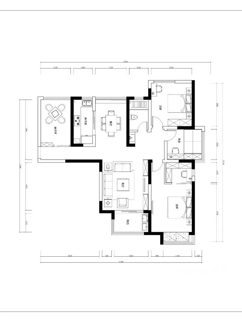 和昌都汇华府小区140平米两室两厅户型解析