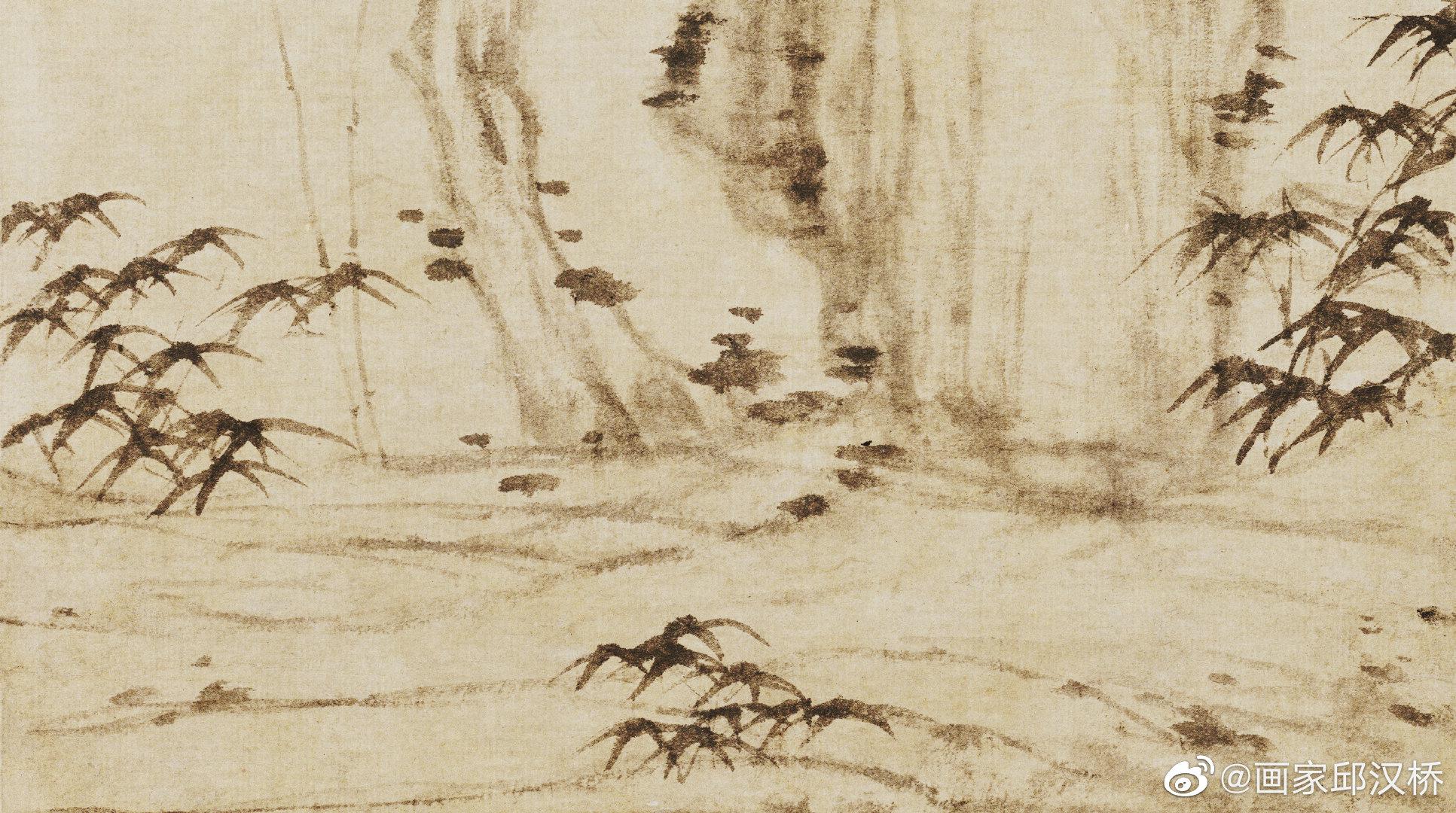 古木幽篁图元代倪瓒纸本水墨纵886厘米横30厘米