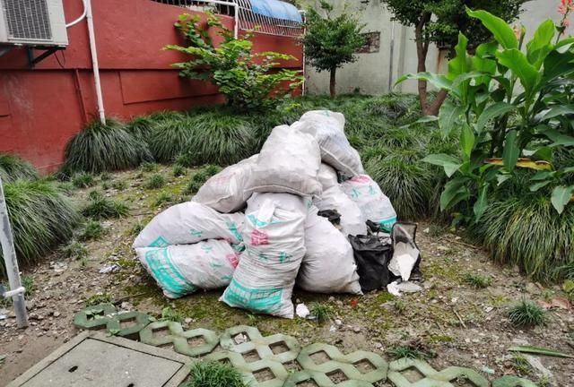 发现40号楼旁的小区绿化带旁被擅自堆放了建筑垃圾,过往的居民对此有