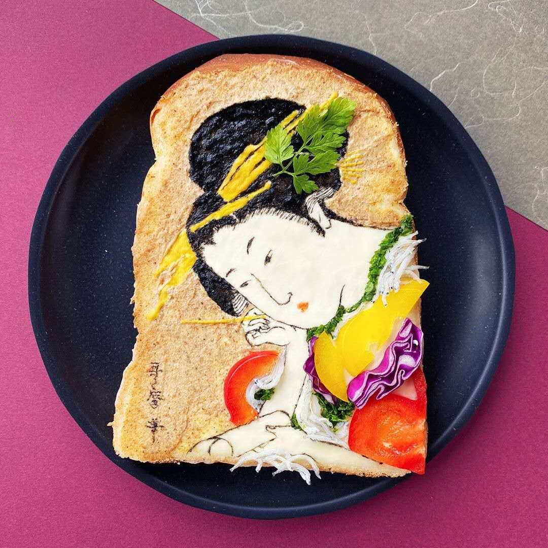 用食物在面包上画画,这可能是高级吃货才会的技能