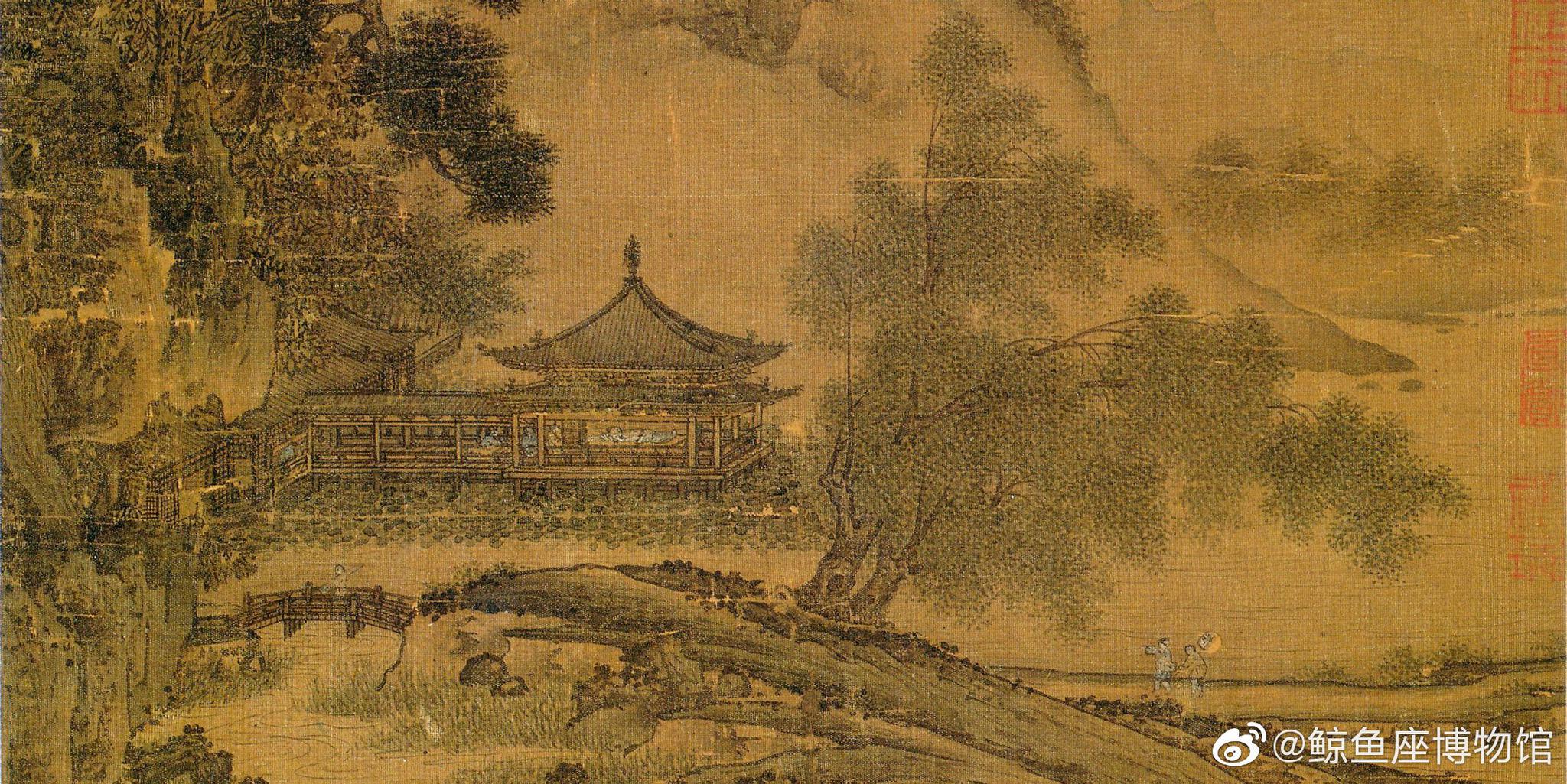 荷亭消夏图宋绿树阴浓夏日长楼台倒影入池塘