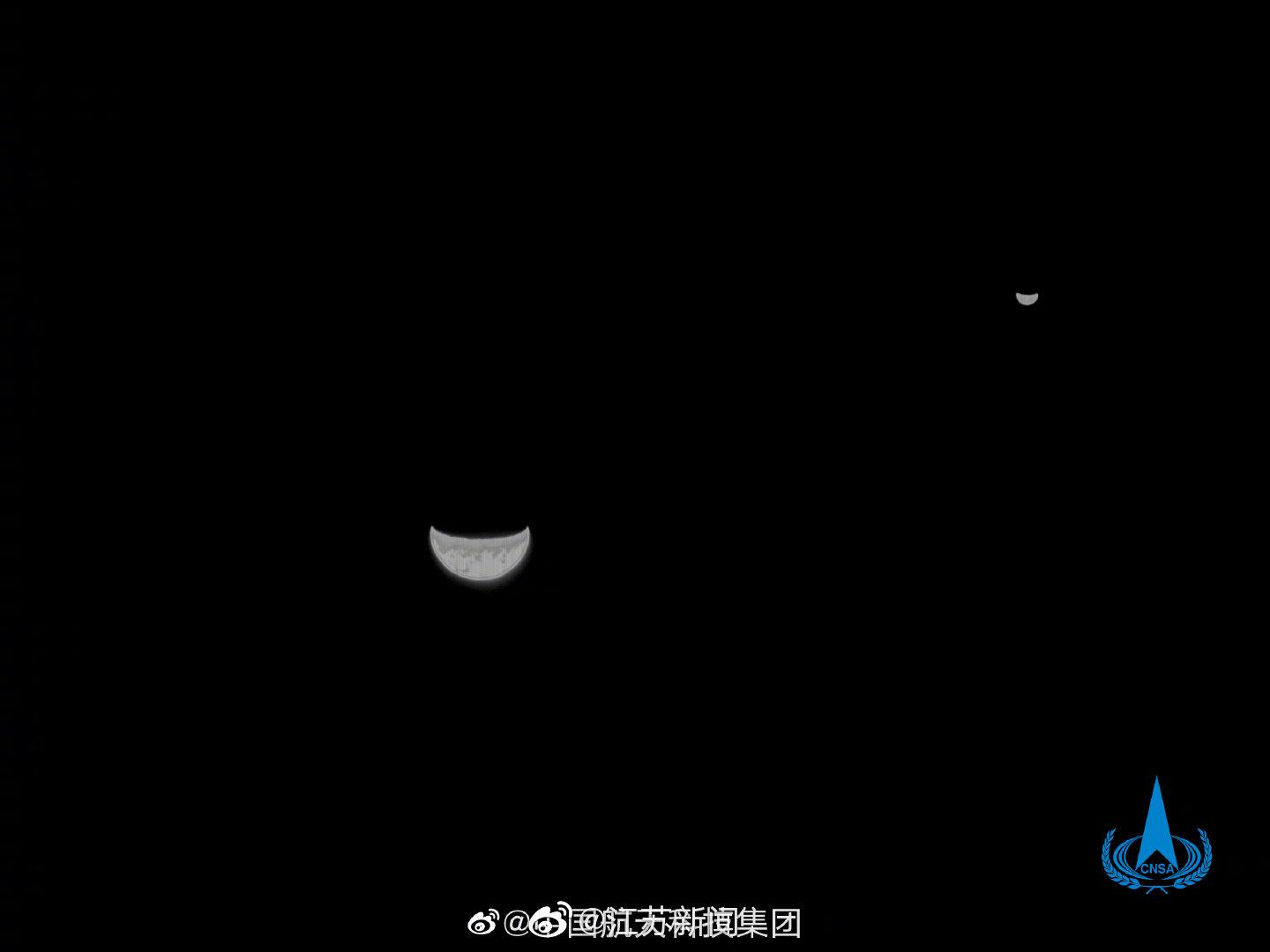 茫茫宇宙中相互守望！天问一号探测器传回地月合影