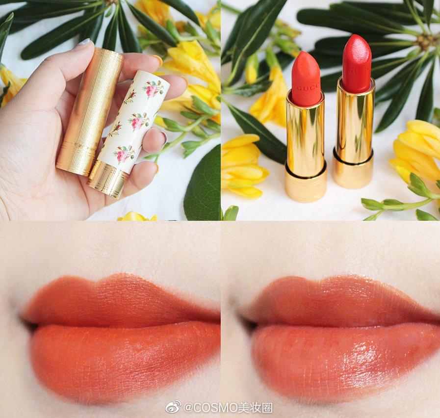 gucci口红302号2种质地试色充满复古腔调的橙色系