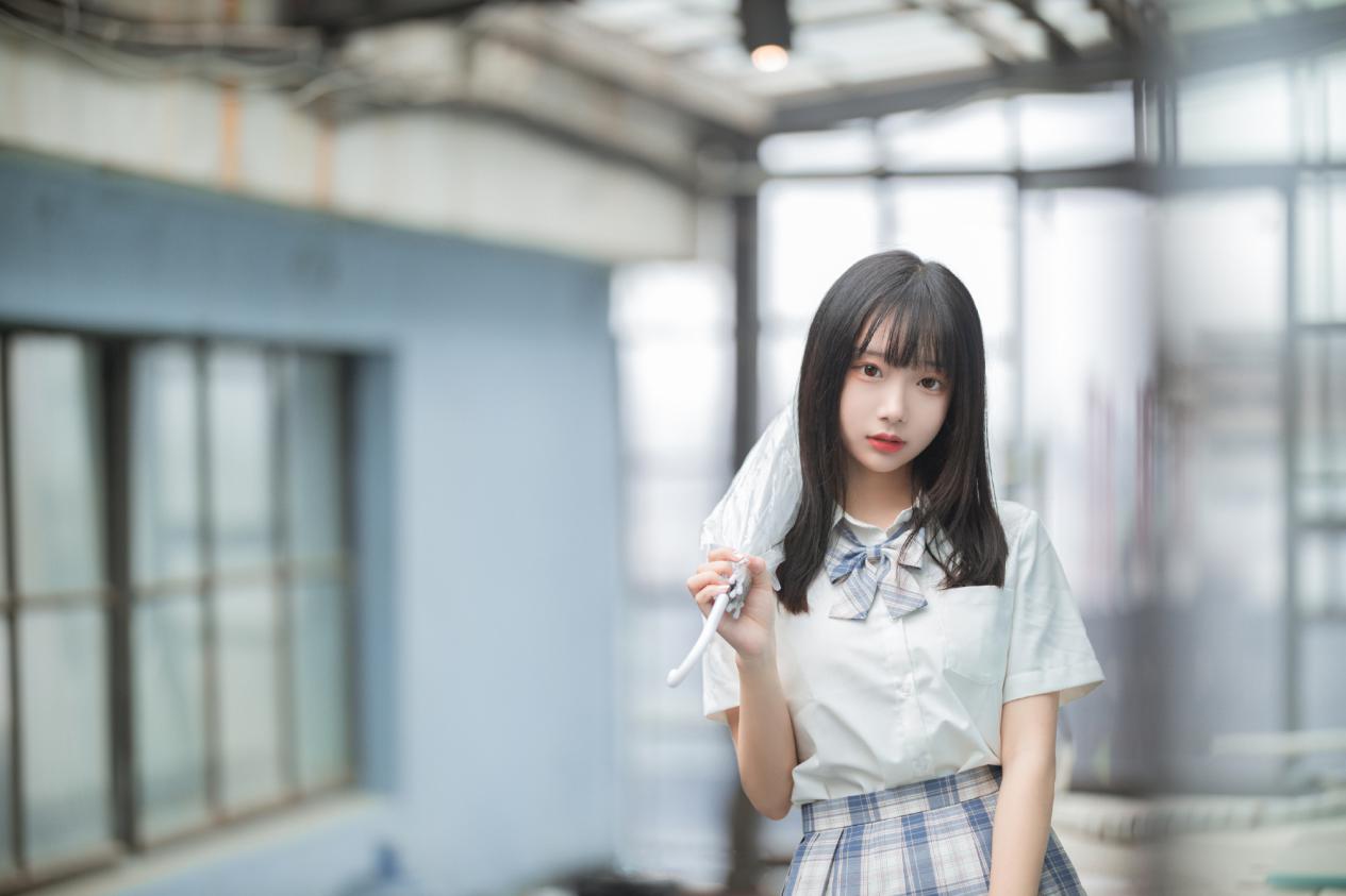 蓝白格裙少女,干净纯粹青春洋溢,这才是jk该有的样子|白格|小姐姐