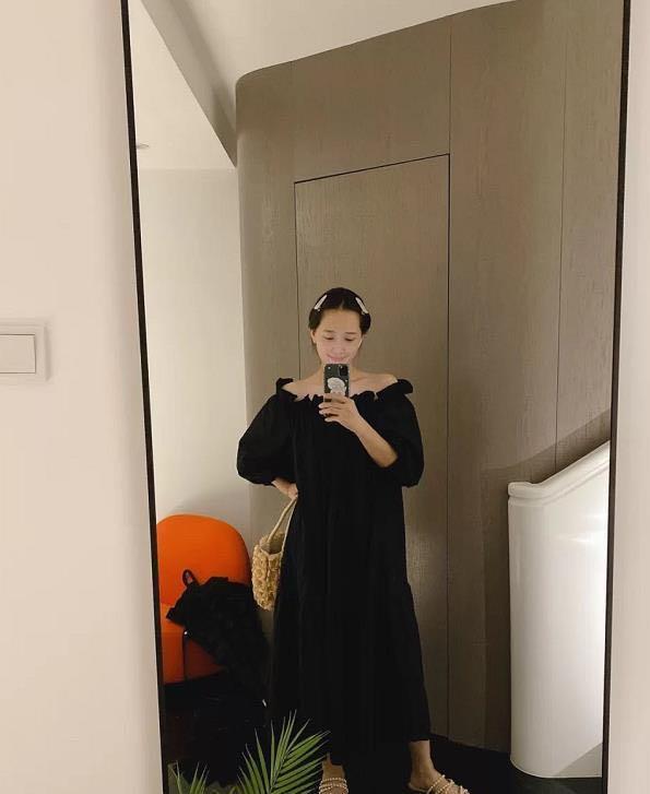 聂远又要当爸老婆秦子越素颜晒全身照一身黑裙掩盖不住孕味