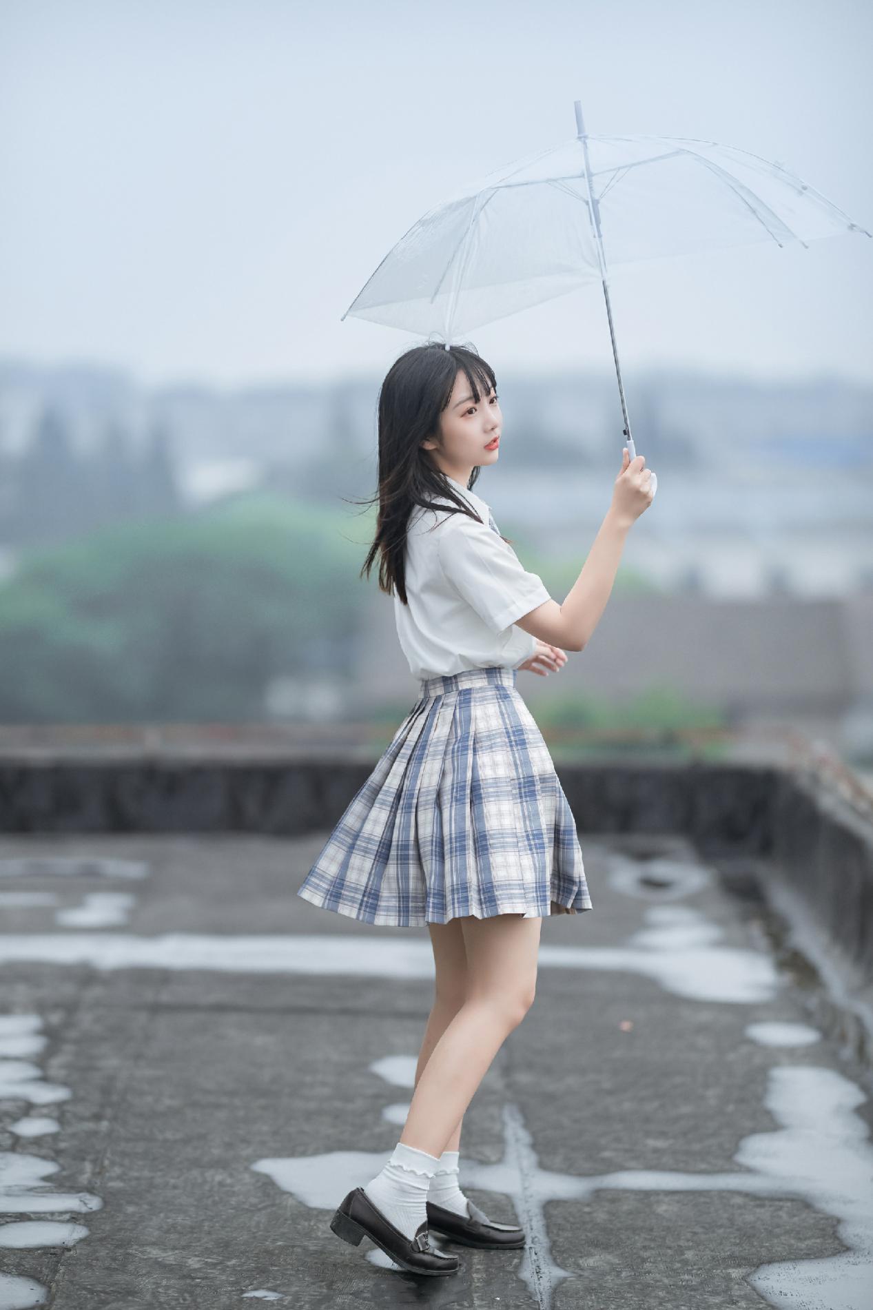 蓝白格裙少女,干净纯粹青春洋溢,这才是jk该有的样子|白格|小姐姐