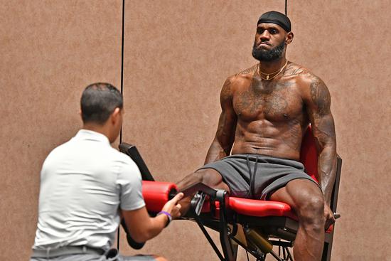 勒布朗训练加练投篮,狂练力量晒惊人肌肉照片