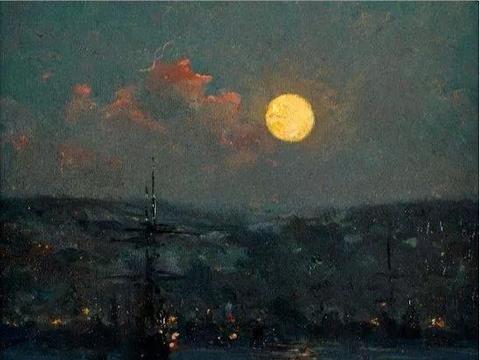 月光如水,这是我见过最美的月亮油画!