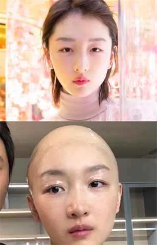 周冬雨的光头造型,杨超越的光头造型,看到杨幂:剃得好!