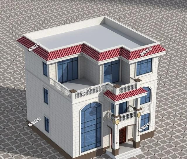 简欧风格设计的农村别墅,平屋面易施工,造价也更低|屋面|别墅|简欧_新