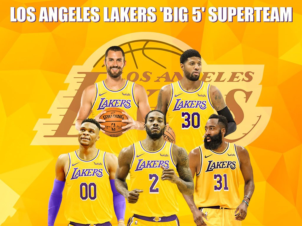 美媒曝家乡版湖人阵容,哈威卡乔组五巨头,比火箭快船结合还要强