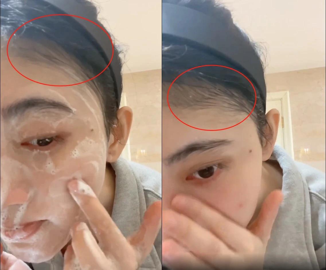 鞠婧祎录卸妆洗脸视频发际线粉被洗掉后26岁的样子很真实