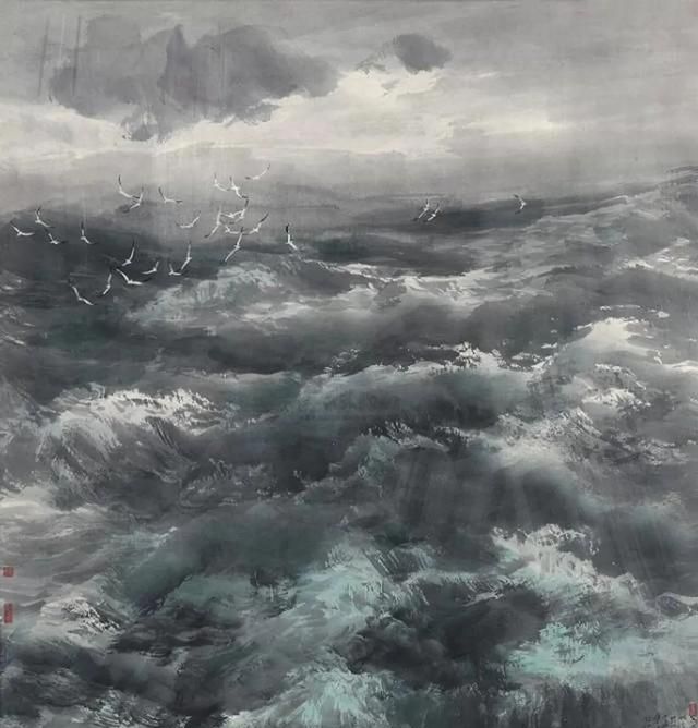 国画中的大海满纸激情波浪袭面且看三大家笔下迥异气象