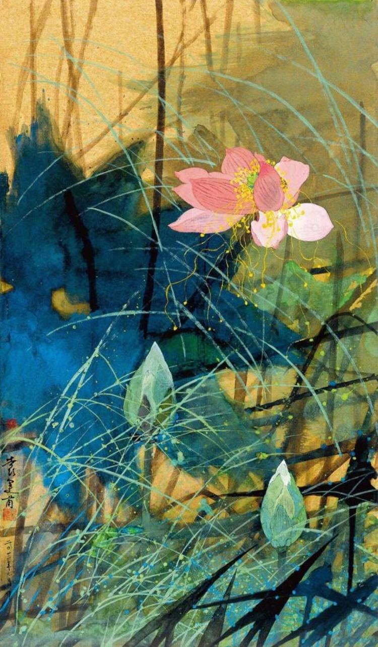 袁运甫彩墨荷花:惟有绿荷红菡萏,卷舒开合任天真