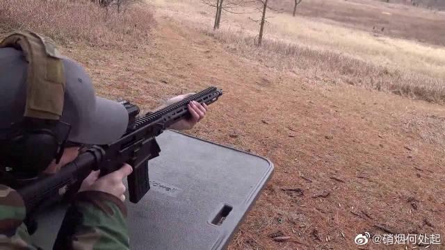 古董级别的温彻斯特m1907半自动步枪弹匣压弹靶场射击测试