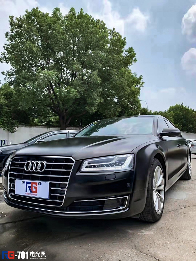 奥迪a8l车身改色电光黑 rg瑞集改色膜湖北襄阳加盟店出品