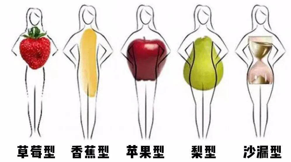 一般来说,身材可以分为5种类型,分别是草莓型,香蕉型,苹果型,梨型以及