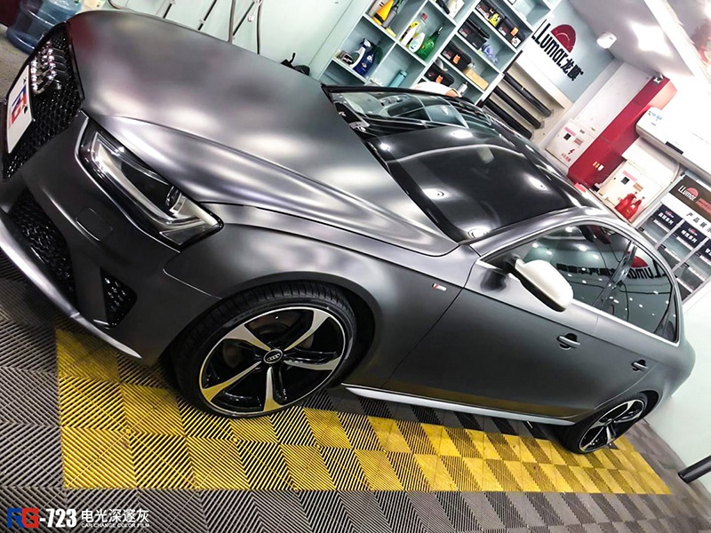 奥迪s4车身改色电光深邃灰 rg瑞集改色膜北京朝阳加盟店出品