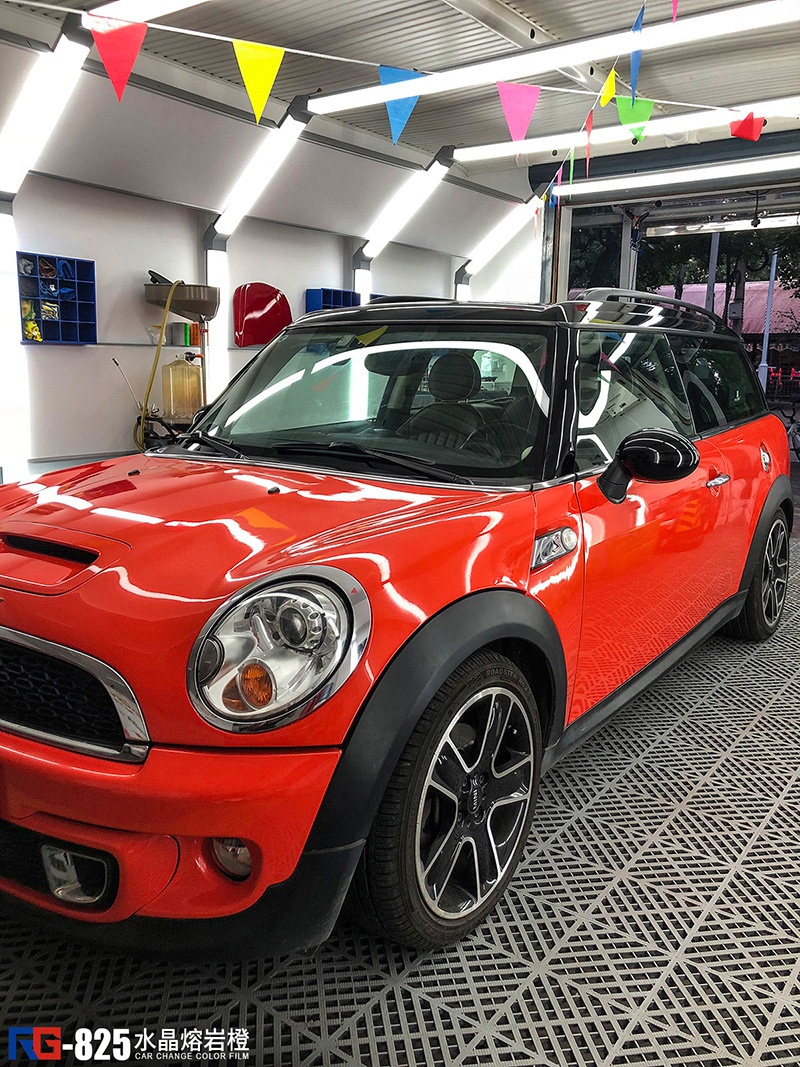 宝马mini车身改色水晶熔岩橙 rg瑞集改色膜河北石家庄加盟店出品