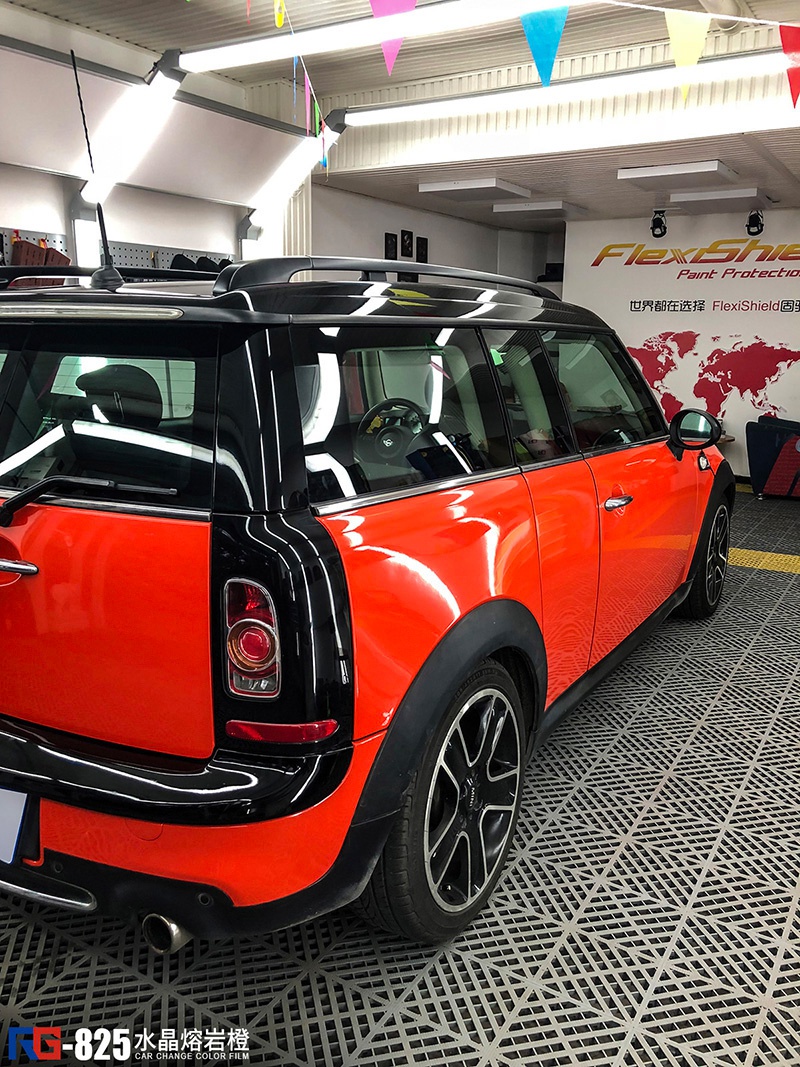 宝马mini车身改色水晶熔岩橙 rg瑞集改色膜河北石家庄加盟店出品
